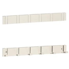 RIXIGOOD Coat Rack Wall Mount with 6 Hooks, Folding Coat Hooks for Wall Coat Rack Bathroom Shower Entryway Closet Hideaway Hook for Hanging Towel Clothes Hat Purse Key Hanger Creamy White 2 Pack