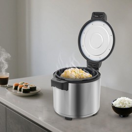 23L Electric Rice Warmer, 110V Large Commercial Stainless Steel Electric Food Warmer with Rice Spoon & Non-Stick Pot, 65°C Constant Temp, Serves 40-50 People