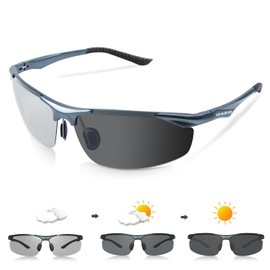 UHUKO Photochromic Polarized Sunglasses [Ultra-light/Rapid Color Change/Aluminum-Magnesium Alloy Material] Unisex Photochromic Lenses Sports Sunglasses UV400 Protection Fishing Cycling Golf Driving