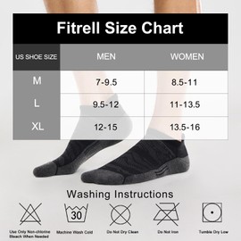 FITRELL 6 Pack Ankle Running Socks for Men and Women Low Cut Cushioned No Show Athletic Sports Compression, Shoe Size 7-9, New Black