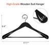TOPIA HANGER Black Wooden Coat Hanger 6 Pack, Wide Shoulder