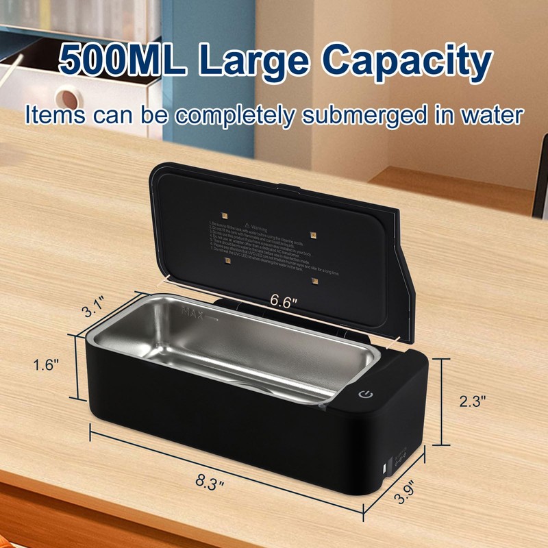 Ultrasonic Jewelry Cleaner, 17oz 48KHz Ultrasonic Cleaner, Sonic Jewelry Cleaner