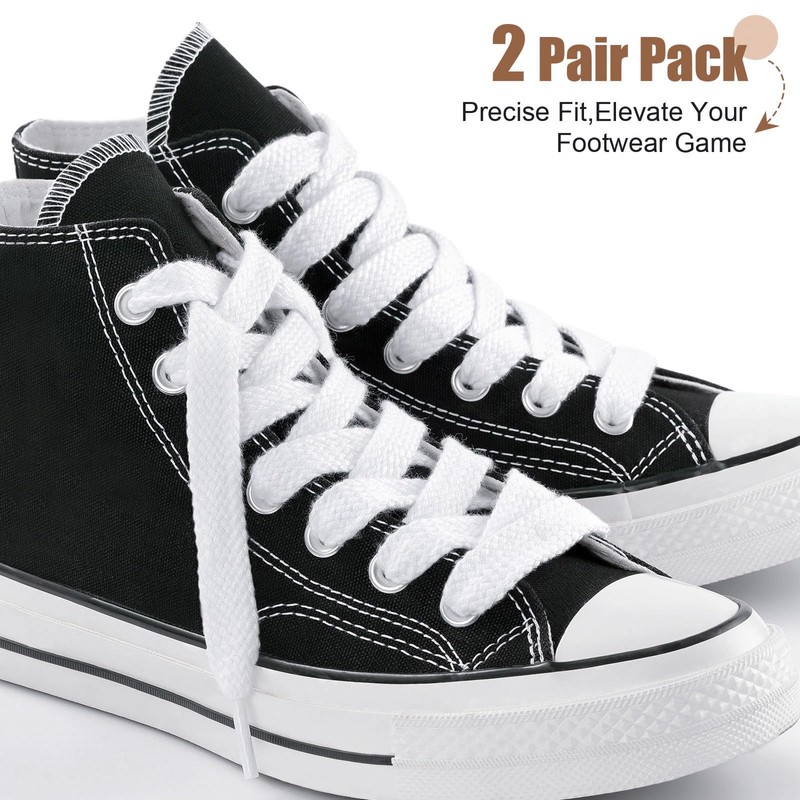 Stepace 5/8" Wide Fat Shoe Laces for Sneakers 2 Pairs