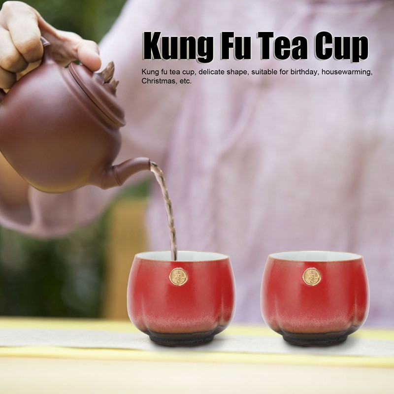 2Pcs Ceramic Cup Vintage Chinese Style Tea Cup Kung Fu