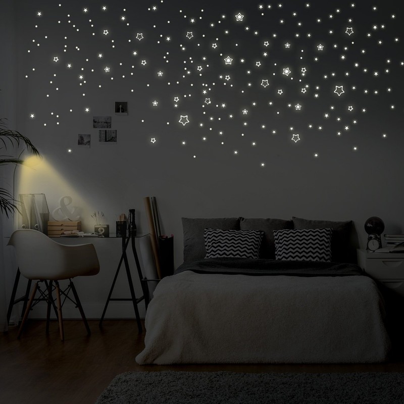 Wandkings Sterne XL-Set, 108 Sticker, extra starke Leuchtkraft, Wandsticker Leuchtaufkleber,