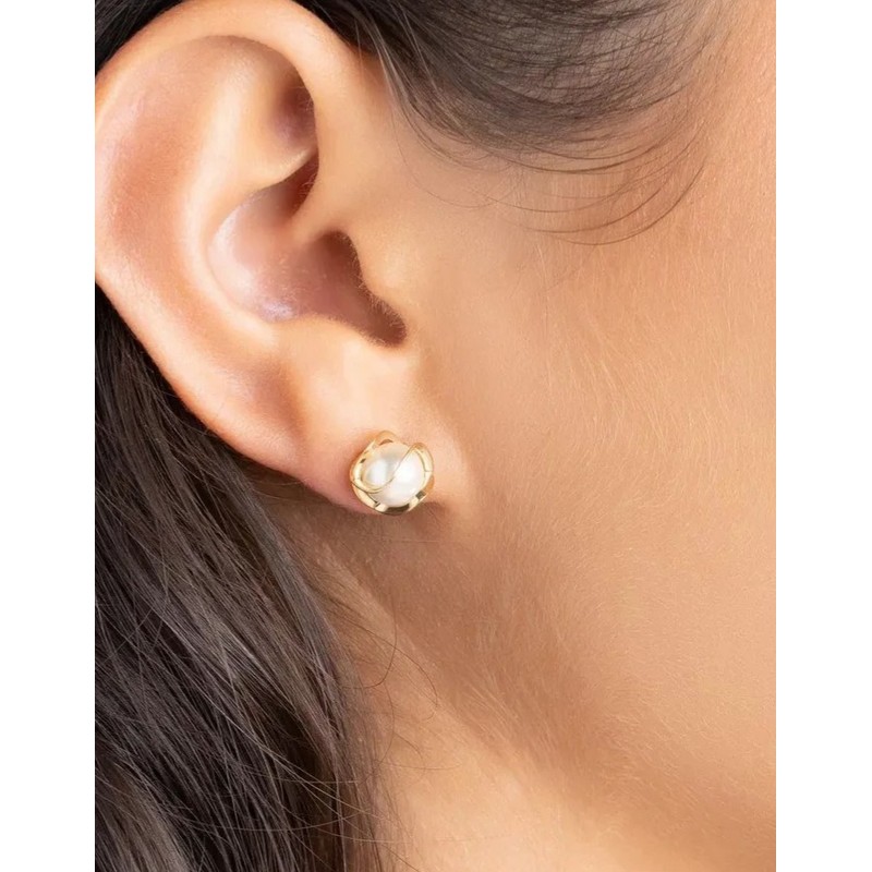 Aretes Mujer De Perlas Oro De 14k Pendientes Joyeria Regalo