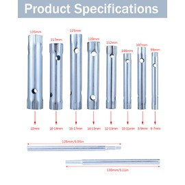 ELIUNG 10Pcs Dual-Ended Wrench 6-22mm, Socket Plumber Back Nut Tap Spark Plug Spanner Set Extended Spark Plug Wrench Set Dual Purpose Hollow Hexagonal Threaded Sleeve Tool