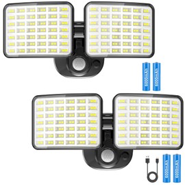 Rechargeable Motion Sensor Light, 2500LM&4000LM Dual Modes Rechargeable Outdoor Lights, USB Charging Outdoor Battery Powered Light, LED Flood Lights Motion Light for Garage, Yard, Garden (2 Packs)