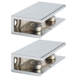 Alise 2 Pcs Adjustable Frameless Rectangle Glass Shelf Bracket Holder Heavy Duty Clamp Shelf Clip,BL2010-2P Polished Chrome