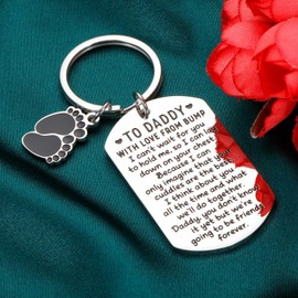 New Dad Gifts for Husband from Wife Baby Shower Bump Gift for New Dad Gifts for Men First Fathers Day First Time Dad to Be Gift Father to Be Keychain Christmas from Newborn Baby Boy Girl Gender Reveal
