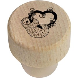 19mm 'Sloth Love' Wooden Bottle Stopper/Cork (BS00015357)