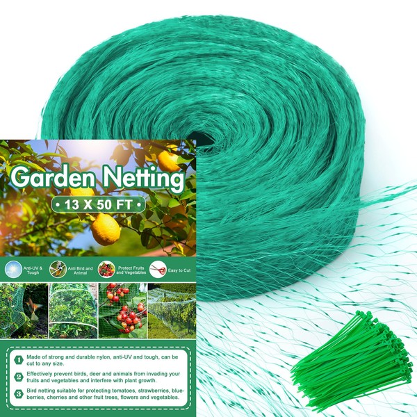 Unves 13 x 50 Ft Bird Netting for Garden, Heavy