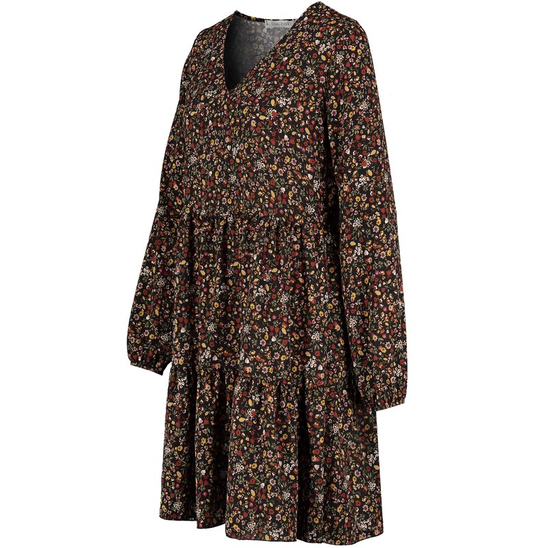 Sublevel Women's Spring and Summer Floral Long Sleeve Floral Dress,