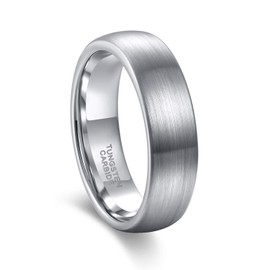Greenpod 6mm Tungsten Carbide Wedding Band Promise Rings Domed Round Brushed Comfort Fit Size 9.5