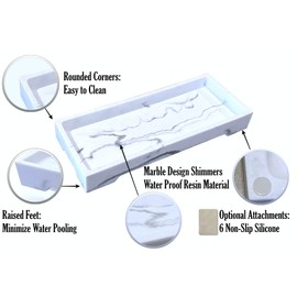 Djangoi Bathroom Tray, White Marble Resin, 11.4" X 4.7" X 1.4", Rectangle Vanity Tray, Bathroom Trays for Counter, Kitchen Soap Tray, Vanity Countertop Organizer.