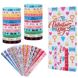 48Pcs Valentines Day Party Favors Slap Bracelets Rubber Wristbands ，School Class Classroom Exchange Prizes Gifts