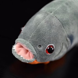lilizzhoumax Piranha Fish Plush Toy 22 cm/8 Inch Simulated Animal Piranha Fish Kawaii Piranha Fish Plush Toy Realistic Fish Plush Toy for Wild Animals Gift for Children Grey