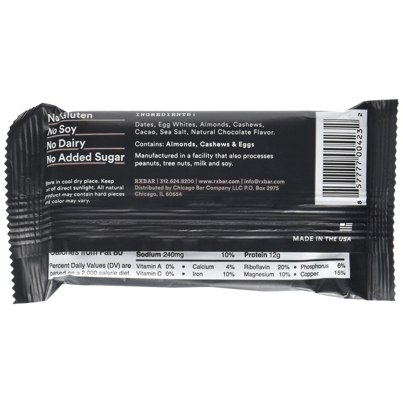 Rx Bar Chocolate Sea Salt, Protein Bar, 1.83 Oz, 12