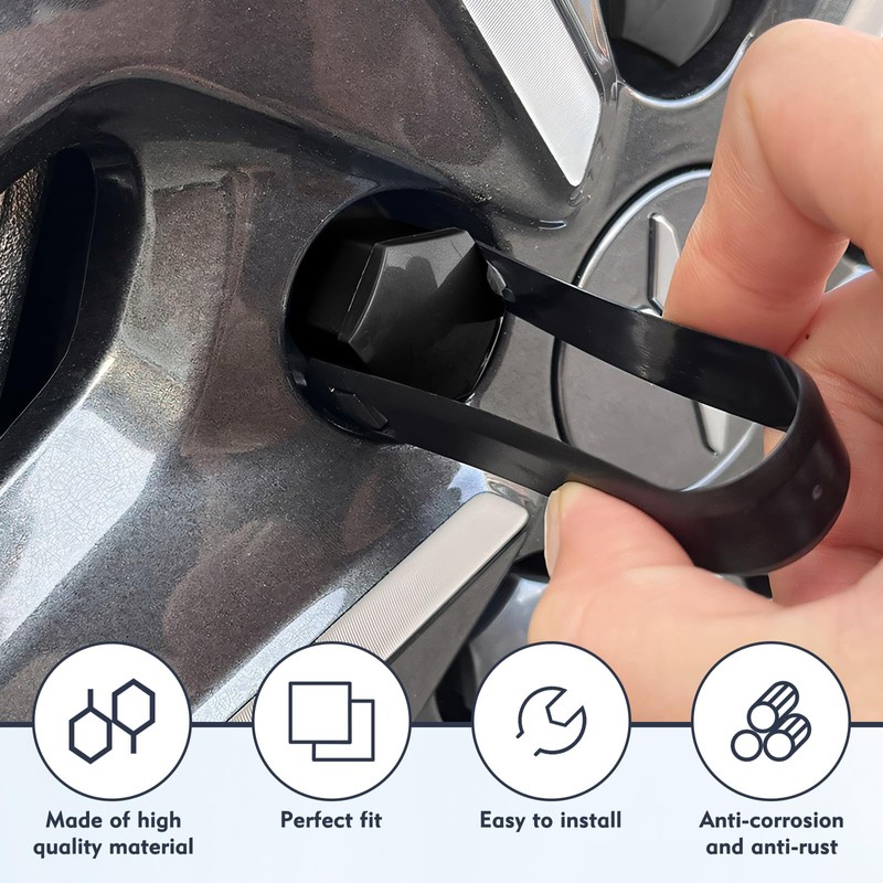 LTMMC 20PCS 17mm Wheel Nut Covers, Black Wheel Nut Caps,