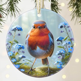 Robin Christmas Ornament, 3.5 Inch Ceramic Christmas Hanging Ornament, Robin Decor, Christmas Tree Ornaments, Gifts for Christmas, Holiday Presents, Gift Exchange