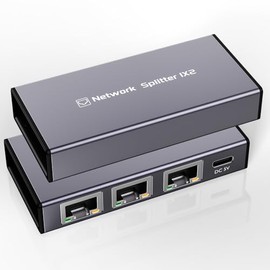 Ethernet Splitter 1 to 2 1000Mbps Internet Splitter RJ45 LAN Port Adapter for 3 Computer Gigabit High Speed for Cat 5/5e/6/7/8 Cable, 2 Devices Networked Simultaneously