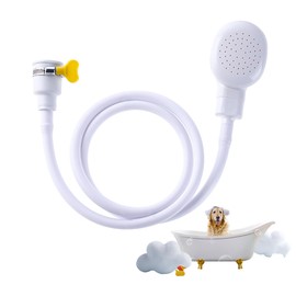 Pet Portable Shower Attachment for Bath Taps - Single Tap Shower with Fit Clamp Included, White Hose (1.32 M)