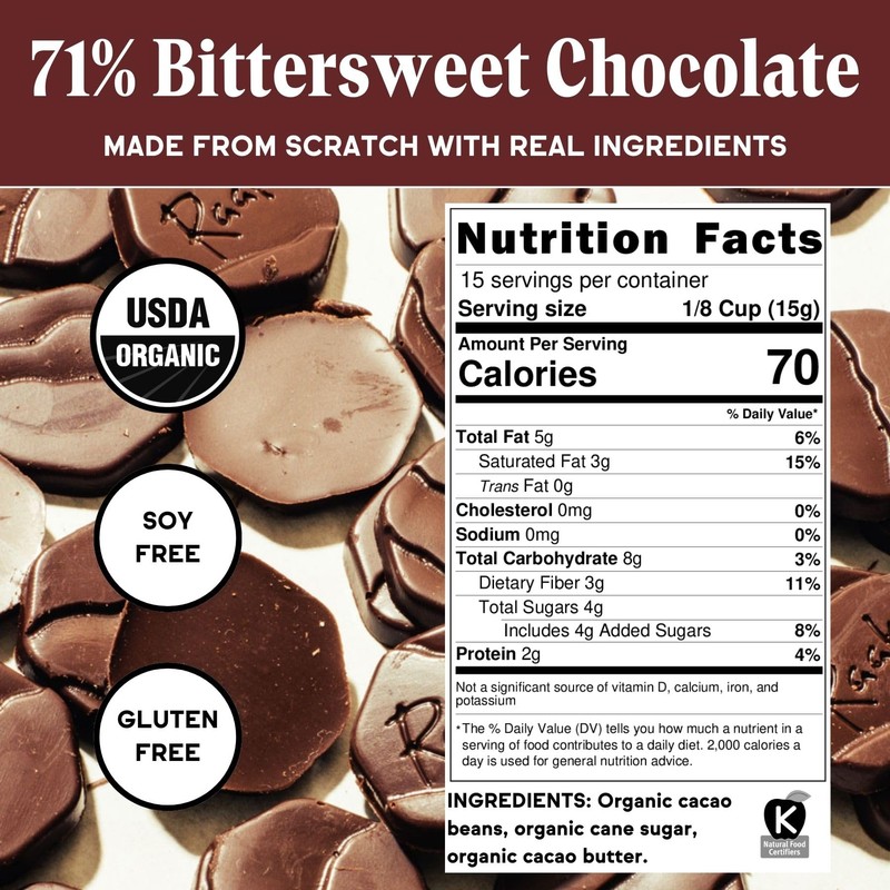 Raaka Organic Baking Chocolate - 71% Cacao Bittersweet Dark Chocolate
