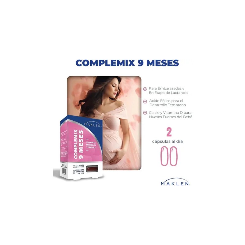 Complemix 9 Meses Suplemento 30 Capsulas 1.3 C/u Maklen Sabor