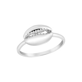 AeraVida Shoreline Cowrie Shell Beach Inspired .925 Sterling Silver Band Ring | Ocean-Themed Sterling Silver Cowrie Shell Ring for Women | Size (7)