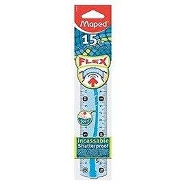 Maped Set of 3 Flat Rulers Unbreakable Flex 15 cm Blue or Green