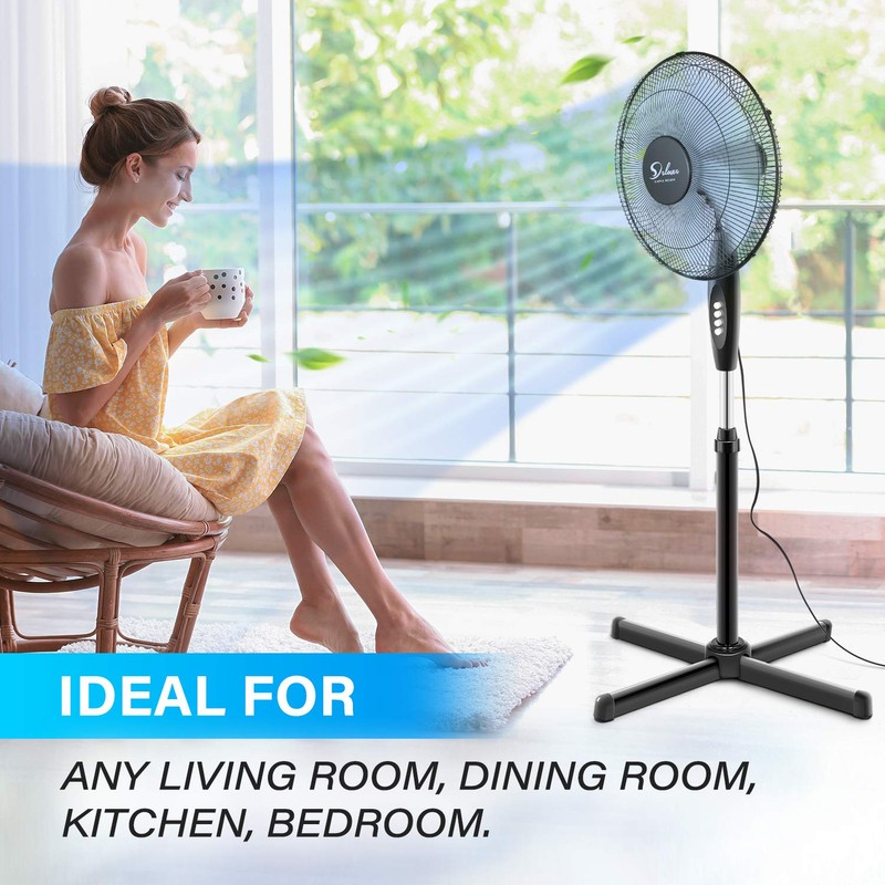 Simple Deluxe Oscillating 16″ 3 Adjustable Speed Pedestal Stand Fan