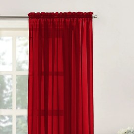 NetCurtainsUK Single Plain Voile Net Curtain Sheer Panels Slot Top Heading (Red, 140cm (55'') Wide x 229cm (90'') Drop), (HMPVP01)