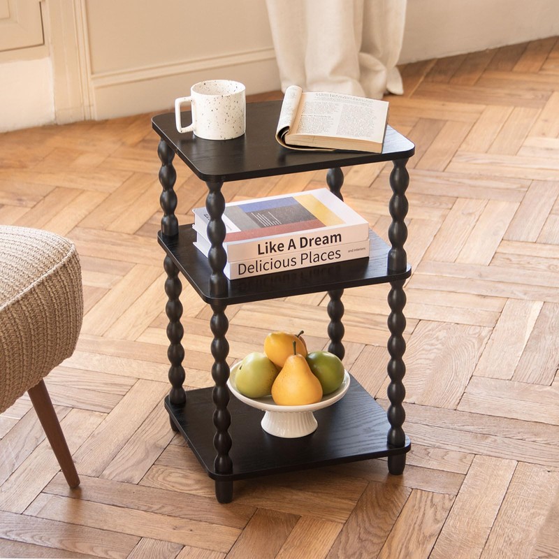 Fultyle Side Table, Small End Table with Storage Shelf, Vintage