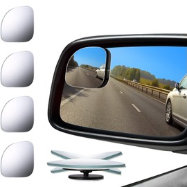 4 Pieces Fan-Shaped Automobile Rear Blind Spot Mirror, 360 Degree Rotating Design, Automobile Side Wide Angle Safety Convex Rearview for Car Truck Van (Natural Mirror Color)