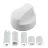 Cooker Oven Hob White Control Knob + 5 Adaptors For