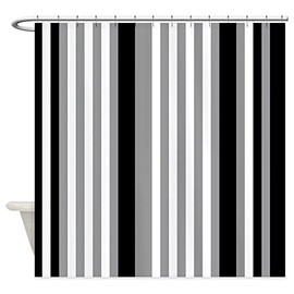 CafePress Grey Black White Stripes Decorative Fabric Shower Curtain