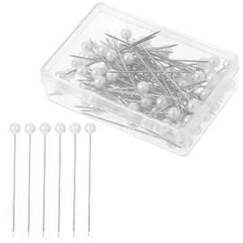 100 Pcs Pearl Pins for Bouquets Sewing Pins for Fabric White Straight Head Pins Map Pins Fixed Sewing Marker Needle for Crafting Maker Jewelry DIY Craft Sewing Wedding Flower Decorations (White)