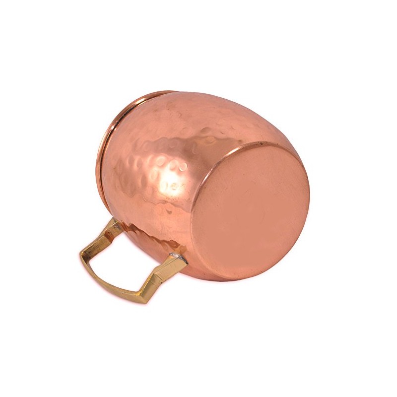 Rastogi Handicrafts 槌目仕上げ銅モスコミュールマグ 100%純銅製 真鍮ハンドル 槌目加工モスコミュールマグ/カップ (1)