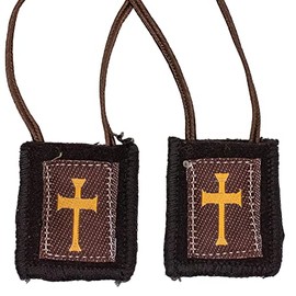 Wool Brown Scapular | Catholic Wearable Devotional | Great Christian Gift for Religious Milestones Such as First Holy Communion and Confirmation | Includes Enrolment Paper, Fabric, No Gemstone
