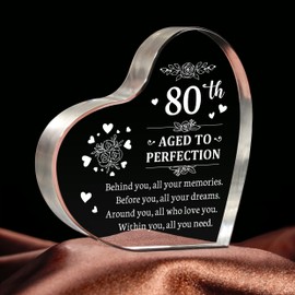80th Birthday Gifts for Women Men, Engraved Acrylic Keepsake Gift for 80 Year Old Women Men, Happy 80th Birthday Decorations for Her Him Mum Dad Friends, 1944 Birthday Gifts for Women Men