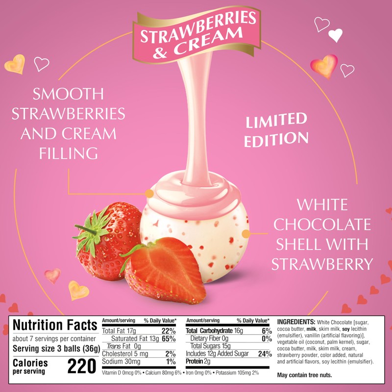 Lindt LINDOR Strawberries and Cream White Chocolate Candy Truffles, Valentine's