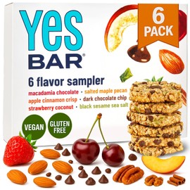 YES Nut Bars - Six Flavor Variety Pack - Soft Chewy Healthy Snack Bars Made with Organic Maple Syrup – Vegan, Paleo, Gluten Free, No Refined Sugar, Dairy Free, Plant Based Protein, Low Sugar - 6 Count