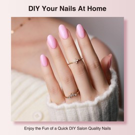 Nelikoo Semi Cured Gel Nail Strips, 20 PCS Gel Nail Stickers Work with UV Light, Gel Nail Wraps, Salon Quality & Easy to Use - Rosy Luster