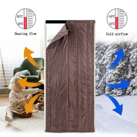 Thermal Insulated Door Curtains,Winter Doorway Cover Screen,Soundproof Blanket,Privacy Curtains,Windproof Waterproof Warm Cold Protection,for Home Garage Front Door Patio Kitchen,2.62'x6.89',Coffee