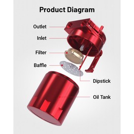 EVIL ENERGY Oil Catch Can, 300ML Universal Baffled Catch Can Kit with 5FT 5/8 Inch Hose, Aluminum Air Oil Separator Upgraded Internal Filter