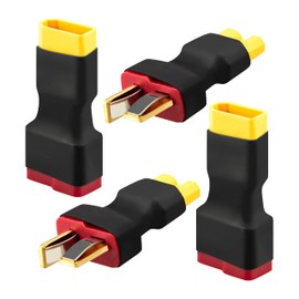 XT30 to T Plug Adapter, 4PCS (2 XT30 Male to T Female & 2 XT30 Female to T Male) Gold-Plated Connector for RC Models, FPV Drone, LiPo Battery, ESC