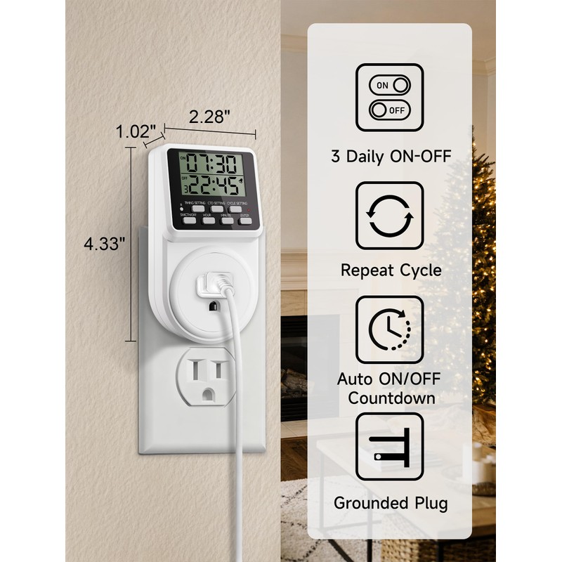 Techbee Digital Infinite Repeat Cycle Intermittent Timer Plug for Electrical