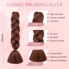 SEGO Pro Braiding Hair Extensions 24 Inch Synthetic Jumbo Box Braid Hair for Crochet Twist Braids for Women Pack of 3 (Light Brown)