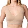 Coobie Seamless Comfort Bra with Lace Trim,Light Nude,Large