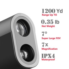 Golf Rangefinder with Slop Magnetic 1200yards Laser Range Finder 7X Magnification Distance Flag Pole Lock-in Speed Multi Functional IPX4 Waterproof Waist Bag for Hunting disc Deer Bow